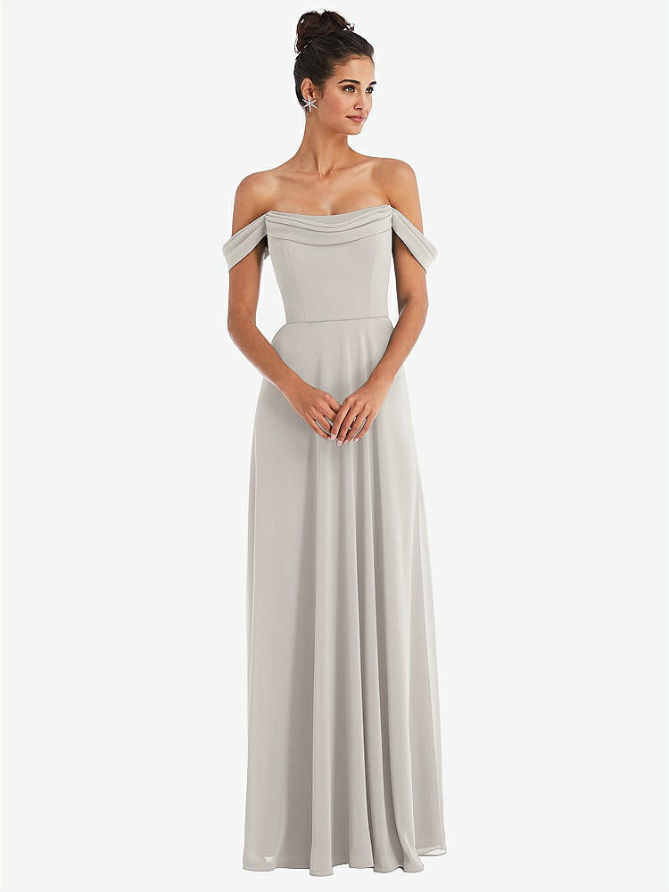 【STYLE: TH065】Off-the-Shoulder Draped Neckline Maxi Dress【COLOR: Oyster】