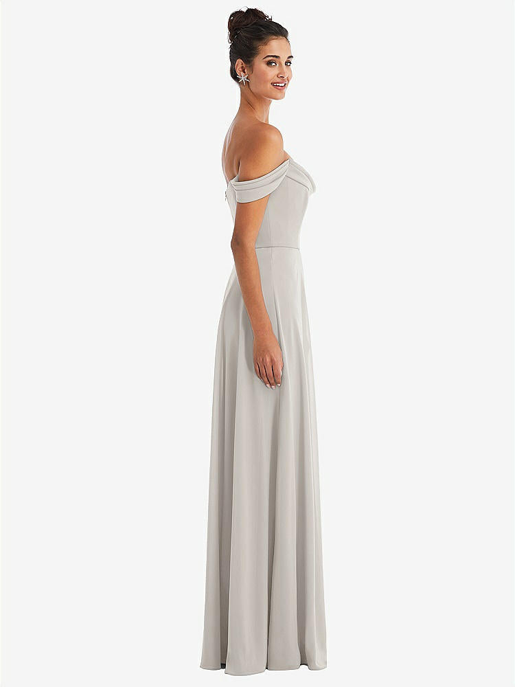【STYLE: TH065】Off-the-Shoulder Draped Neckline Maxi Dress【COLOR: Oyster】