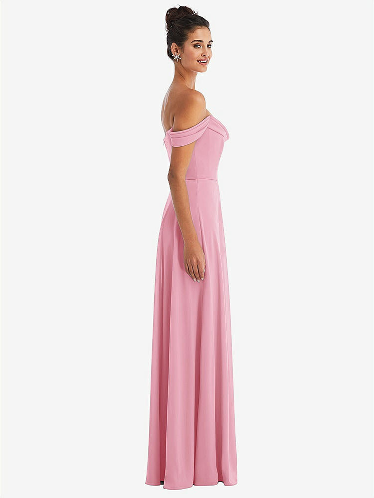 【NEW】【STYLE: TH065】オフショルダー ドレープ ネックライン マキシ ドレス【COLOR: Peony Pink】【SIZE: 00-30W】