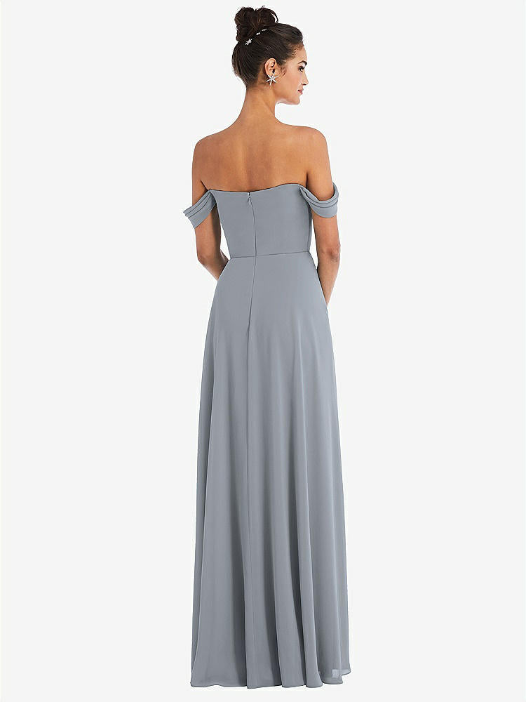 【STYLE: TH065】Off-the-Shoulder Draped Neckline Maxi Dress【COLOR: Platinum】