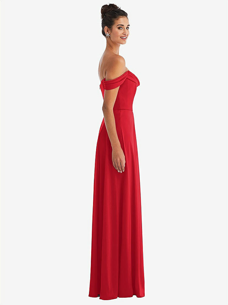 【NEW】【STYLE: TH065】オフショルダー ドレープ ネックライン マキシ ドレス【COLOR: Parisian Red】【SIZE: 00-30W】