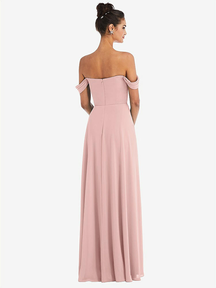 【STYLE: TH065】Off-the-Shoulder Draped Neckline Maxi Dress【Rose - PANTONE Rose Quartz】