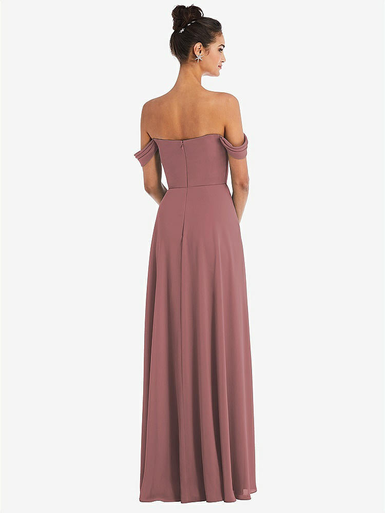 【STYLE: TH065】Off-the-Shoulder Draped Neckline Maxi Dress【COLOR: Rosewood】