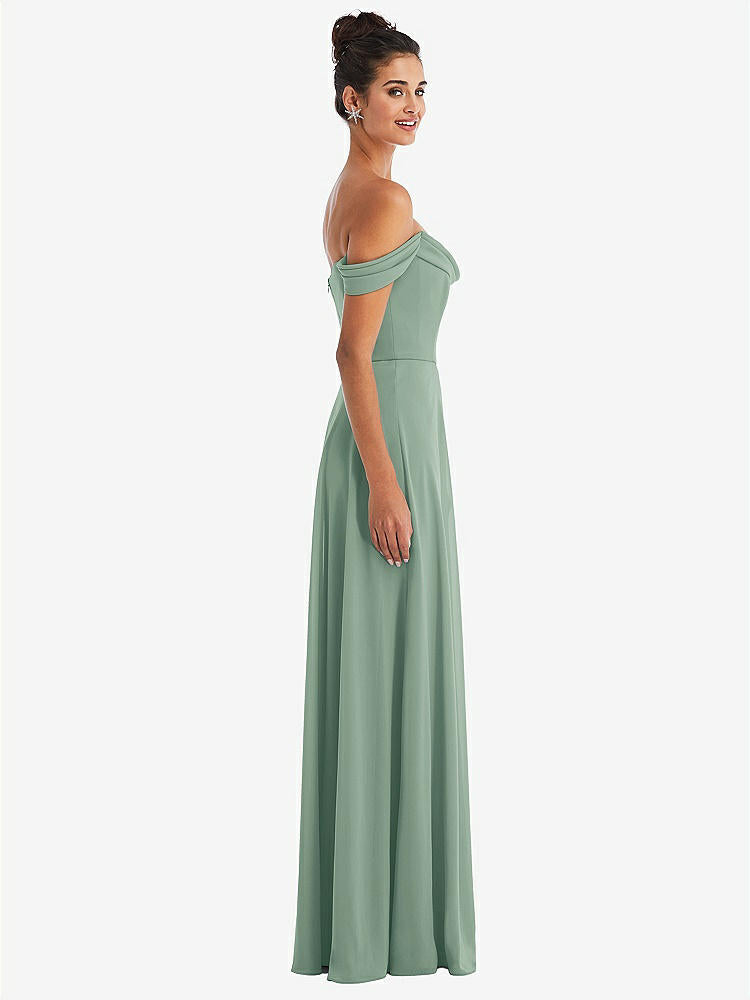 【STYLE: TH065】Off-the-Shoulder Draped Neckline Maxi Dress【COLOR: Seagrass】