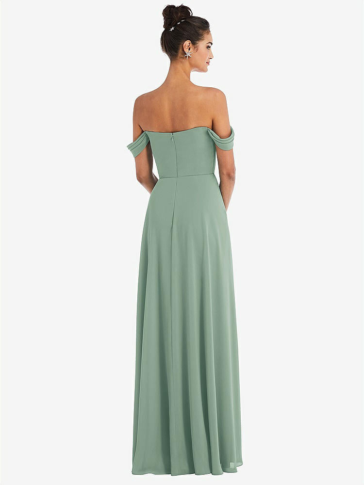 【STYLE: TH065】Off-the-Shoulder Draped Neckline Maxi Dress【COLOR: Seagrass】