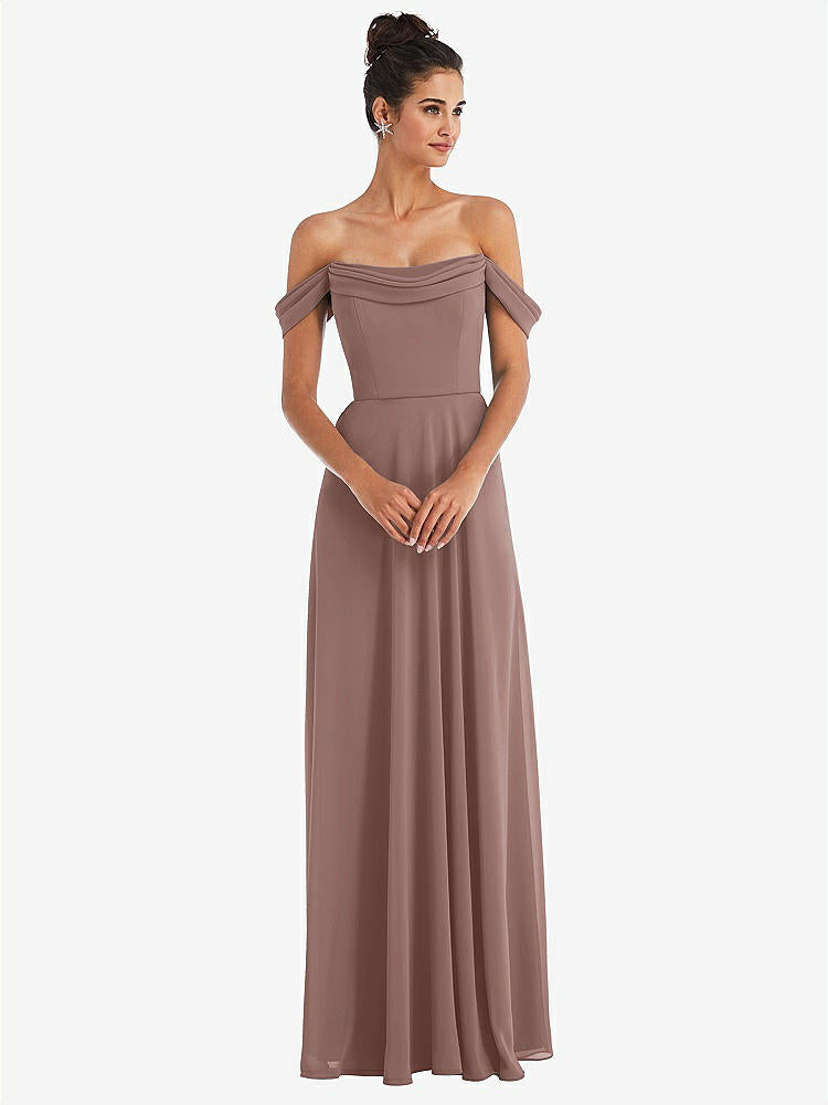 【STYLE: TH065】Off-the-Shoulder Draped Neckline Maxi Dress【COLOR: Sienna】