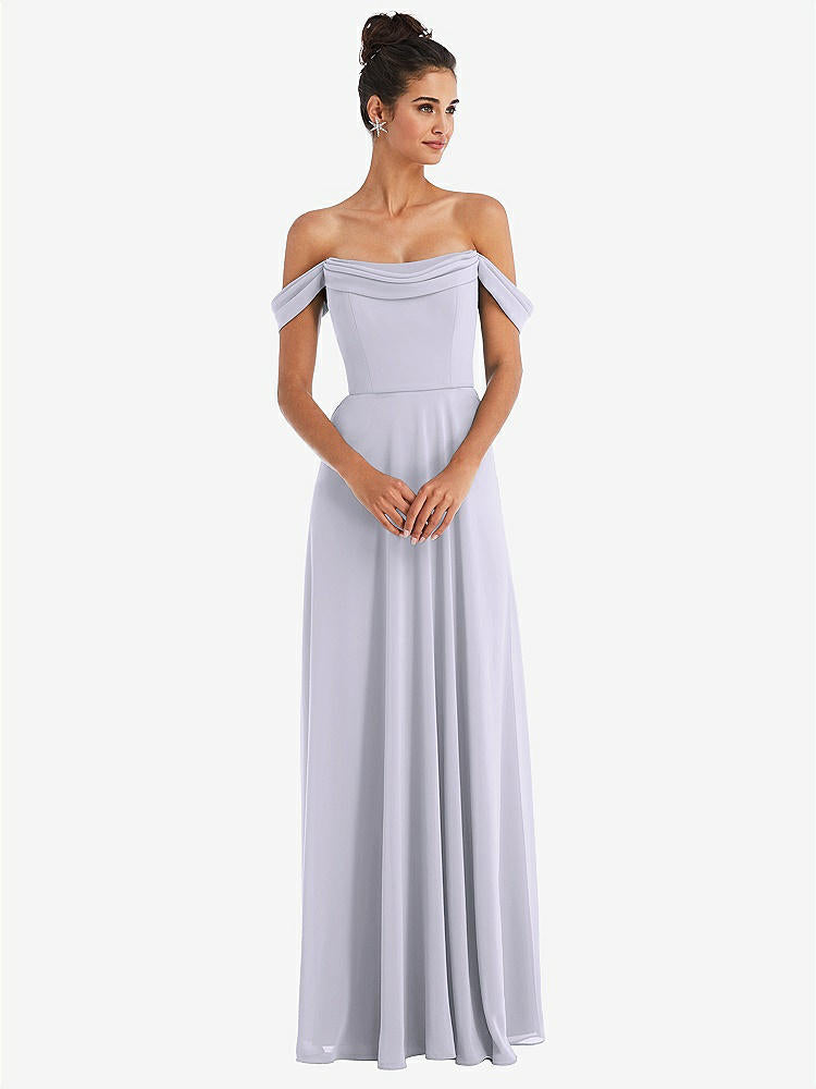 【STYLE: TH065】Off-the-Shoulder Draped Neckline Maxi Dress【COLOR: Silver Dove】
