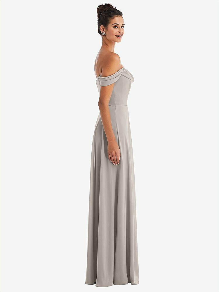 【STYLE: TH065】Off-the-Shoulder Draped Neckline Maxi Dress【COLOR: Taupe】