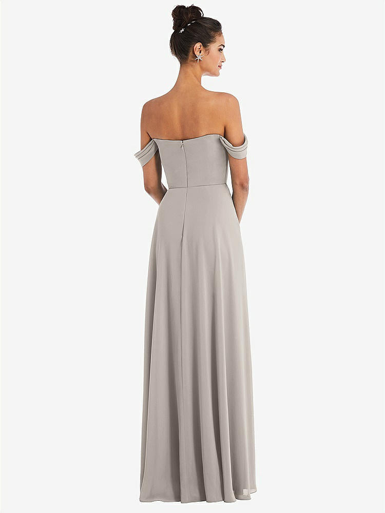 【STYLE: TH065】Off-the-Shoulder Draped Neckline Maxi Dress【COLOR: Taupe】