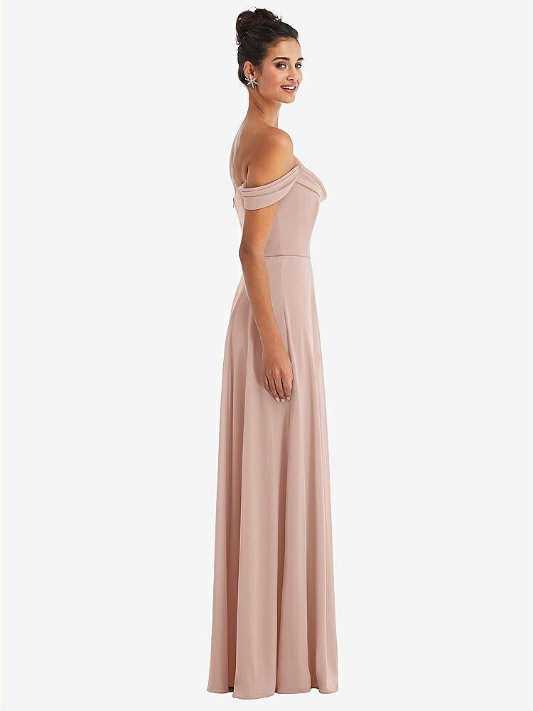 【STYLE: TH065】Off-the-Shoulder Draped Neckline Maxi Dress【COLOR: Toasted Sugar】