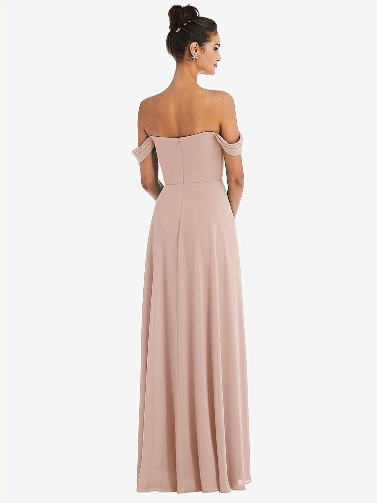 【STYLE: TH065】Off-the-Shoulder Draped Neckline Maxi Dress【COLOR: Toasted Sugar】
