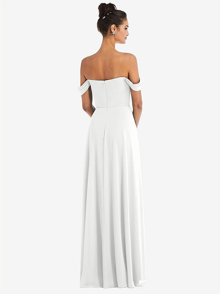 【STYLE: TH065】Off-the-Shoulder Draped Neckline Maxi Dress【COLOR: White】