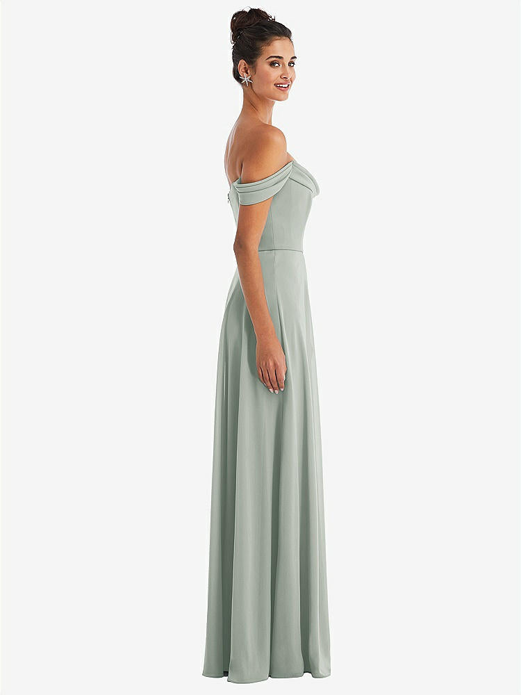 【STYLE: TH065】Off-the-Shoulder Draped Neckline Maxi Dress【COLOR: Willow Green】