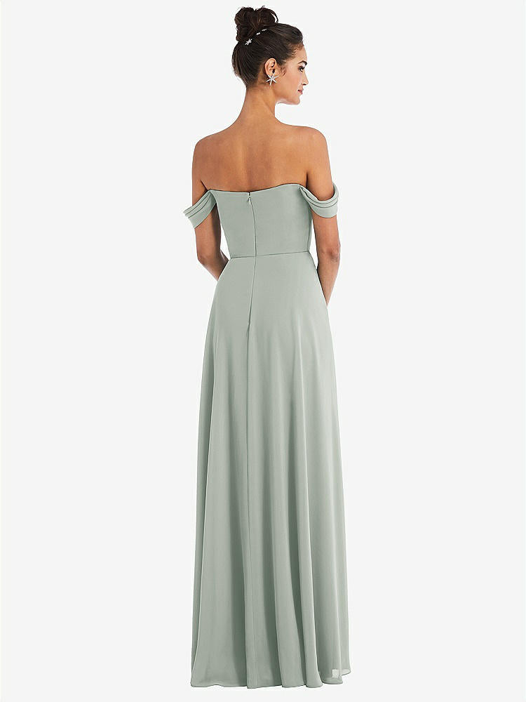 【STYLE: TH065】Off-the-Shoulder Draped Neckline Maxi Dress【COLOR: Willow Green】