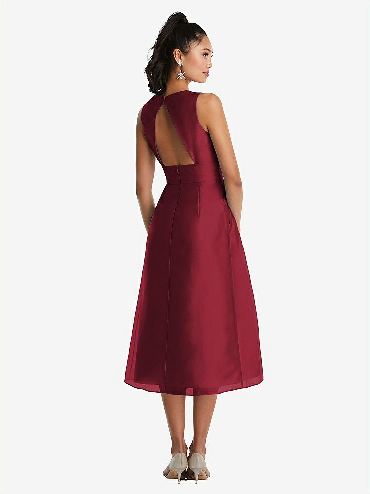 【STYLE: TH066】ボートネック ミディ丈 ドレス【COLOR: Burgundy】【SIZE: 00-30W】