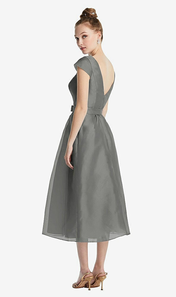 【NEW】【STYLE: TH067】キャップ スリーブ プリーツ スカート MIDI ドレス お辞儀【COLOR: Charcoal Gray】【SIZE: 00-30W】