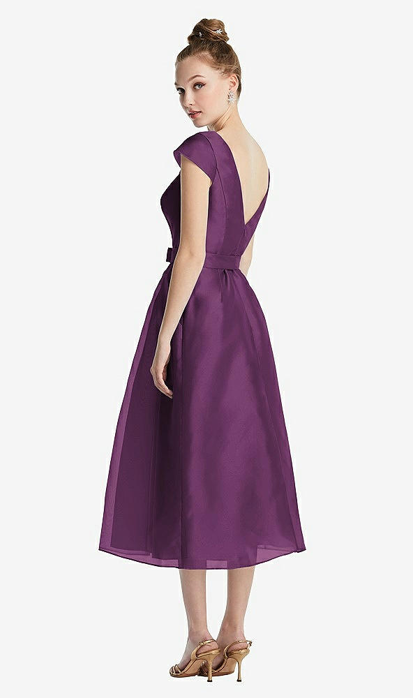 【NEW】【STYLE: TH067】キャップ スリーブ プリーツ スカート MIDI ドレス お辞儀【COLOR: Aubergine】【SIZE: 00-30W】