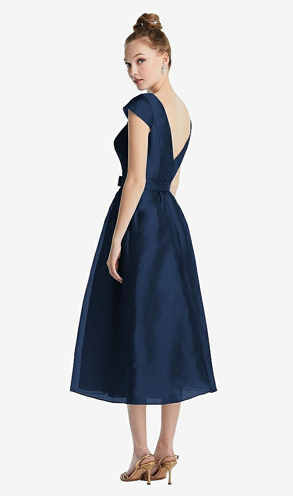 【NEW】【STYLE: TH067】キャップ スリーブ プリーツ スカート MIDI ドレス お辞儀【COLOR: Midnight Navy】【SIZE: 00-30W】