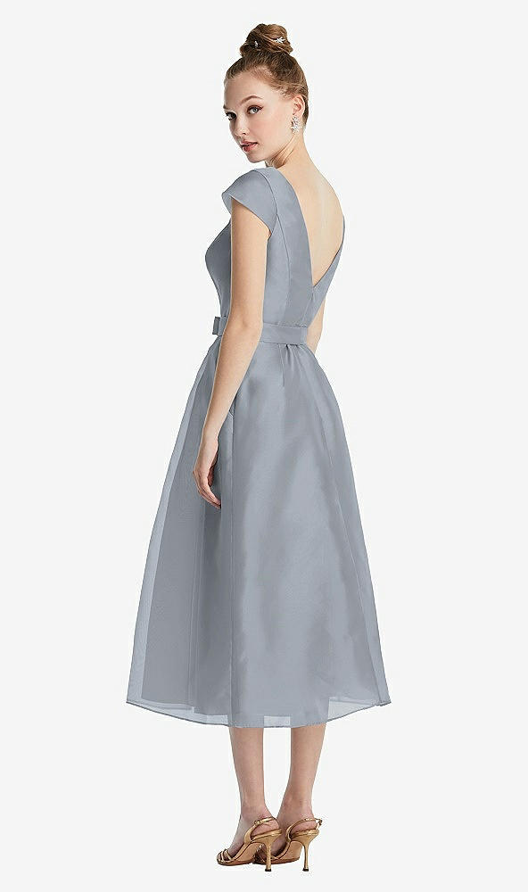 【NEW】【STYLE: TH067】キャップ スリーブ プリーツ スカート MIDI ドレス お辞儀【COLOR: Platinum】【SIZE: 00-30W】