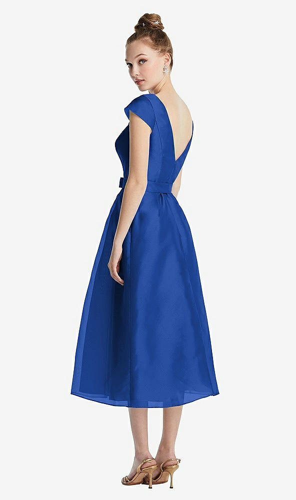 【NEW】【STYLE: TH067】キャップ スリーブ プリーツ スカート MIDI ドレス お辞儀【COLOR: Sapphire】【SIZE: 00-30W】