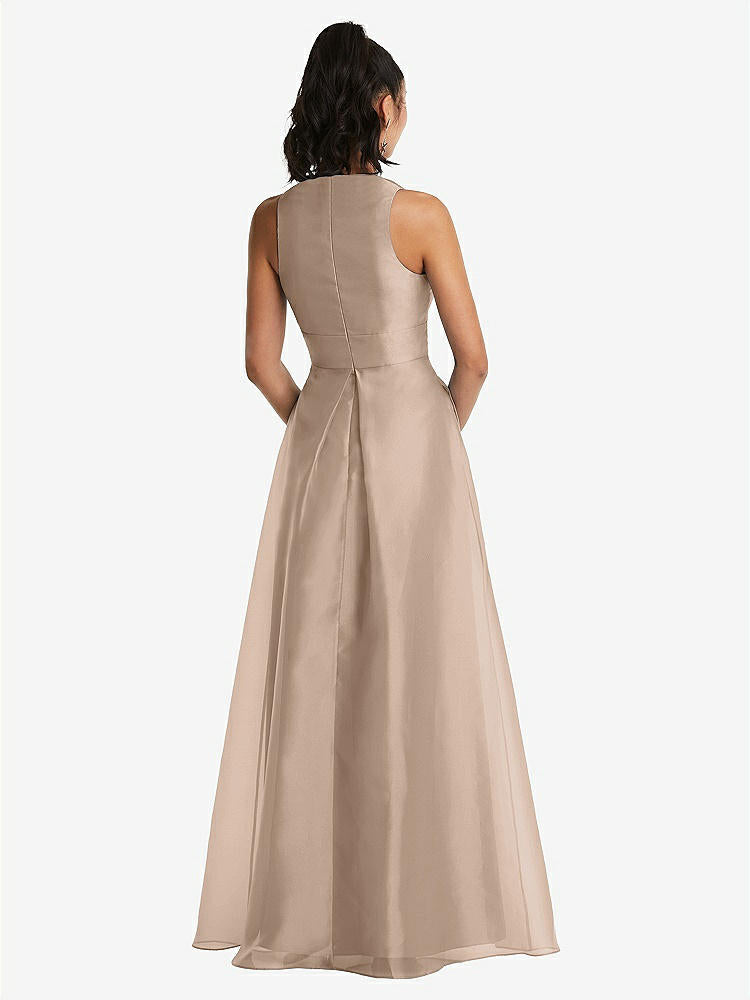 【STYLE: TH068】Plunging Neckline Pleated Skirt Maxi Dress with Pockets【COLOR: Topaz】