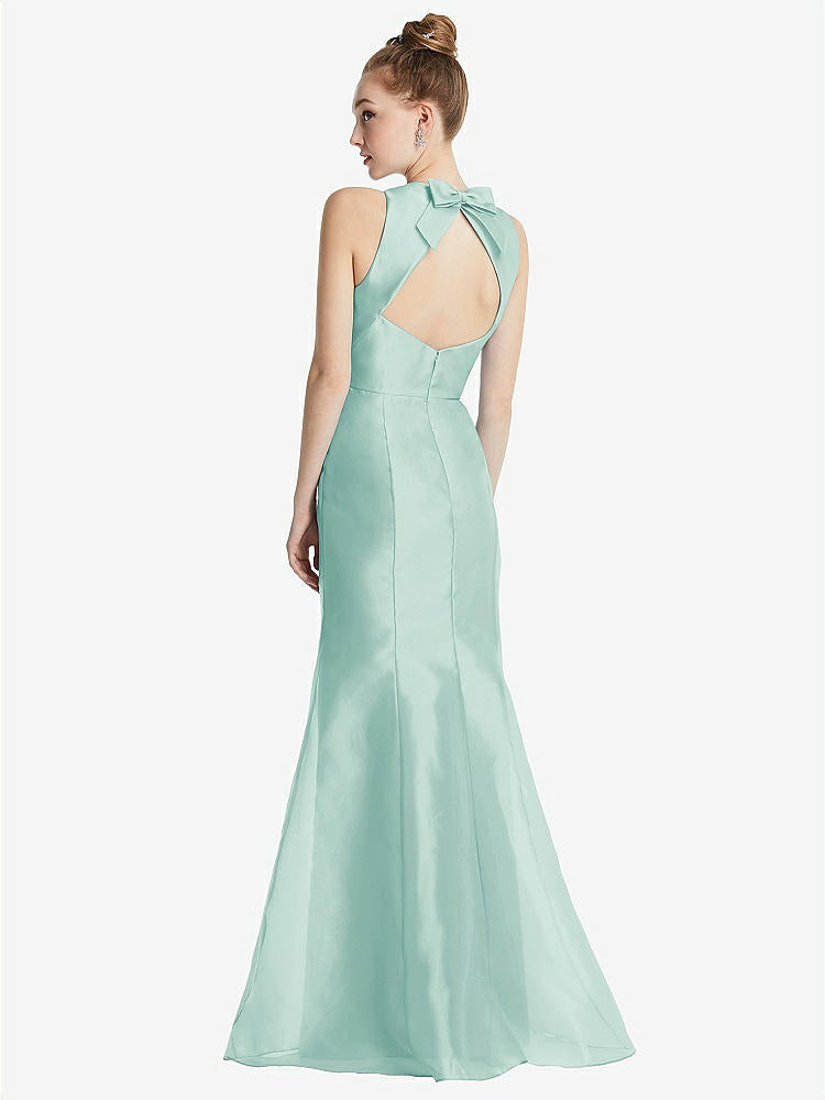 【STYLE: TH069】Bateau Neck Open-Back Maxi Dress with Bow Detail【COLOR: Coastal】