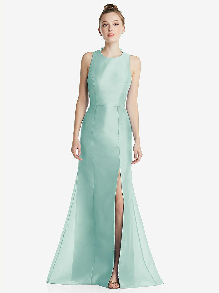 【STYLE: TH069】Bateau Neck Open-Back Maxi Dress with Bow Detail【COLOR: Coastal】