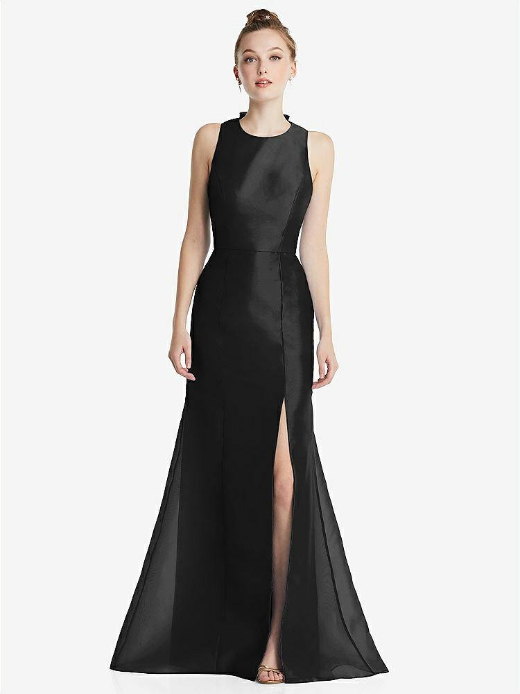 【STYLE: TH069】Bateau Neck Open-Back Maxi Dress with Bow Detail【COLOR: Black】