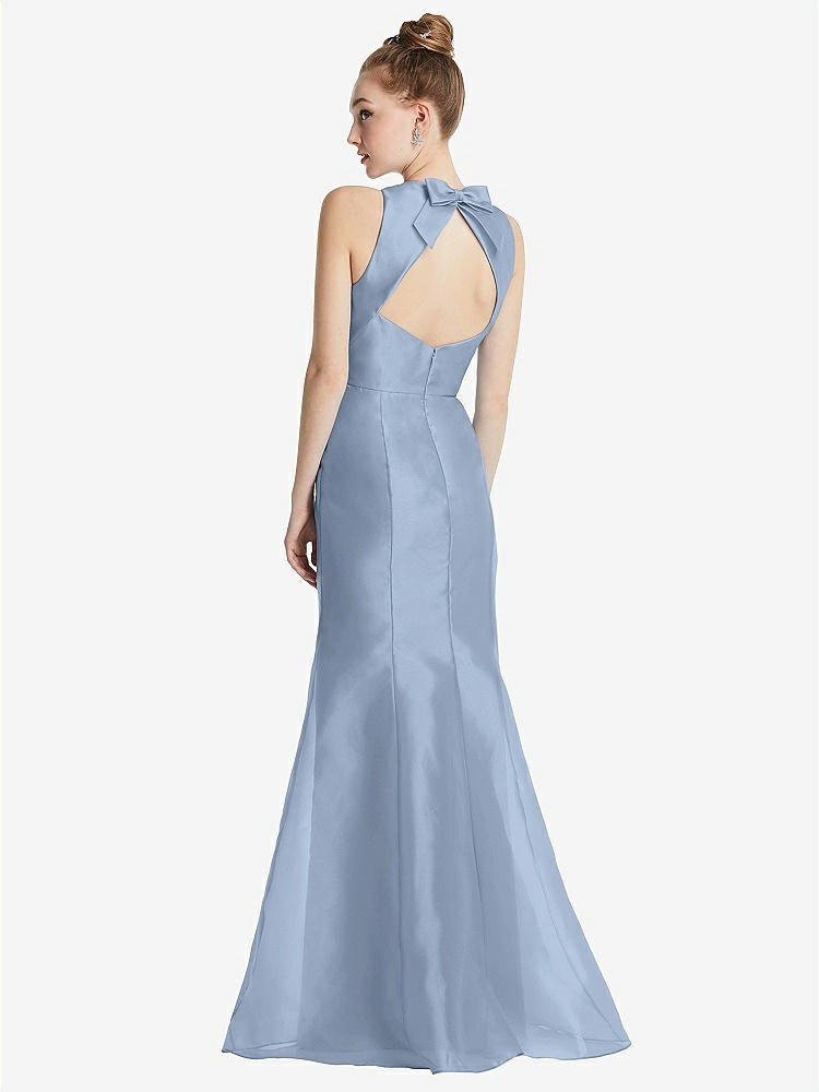 【STYLE: TH069】Bateau Neck Open-Back Maxi Dress with Bow Detail【COLOR: Cloudy】