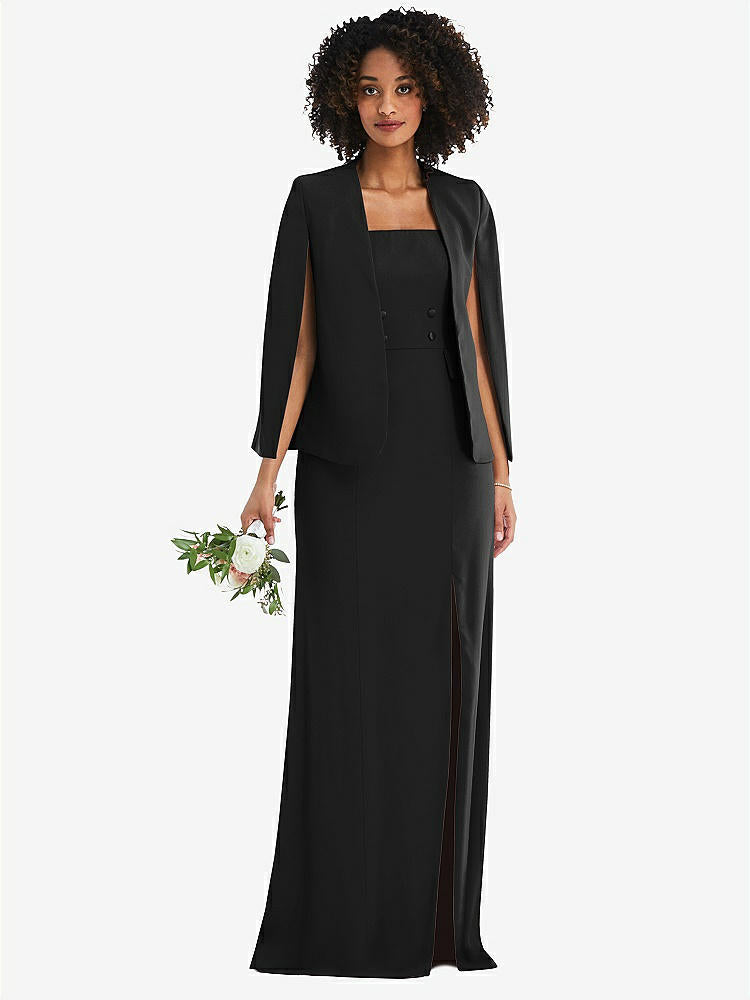 【STYLE: J525】Open-Front Split Sleeve Cape Jacket【COLOR: Black】