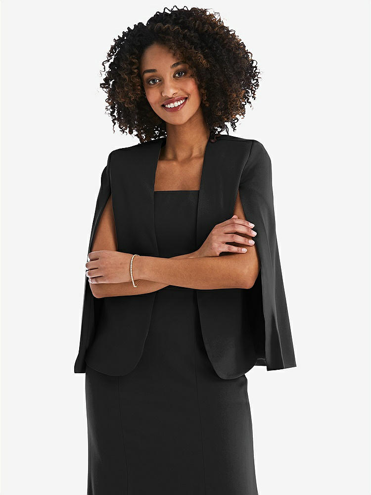 【STYLE: J525】Open-Front Split Sleeve Cape Jacket【COLOR: Black】