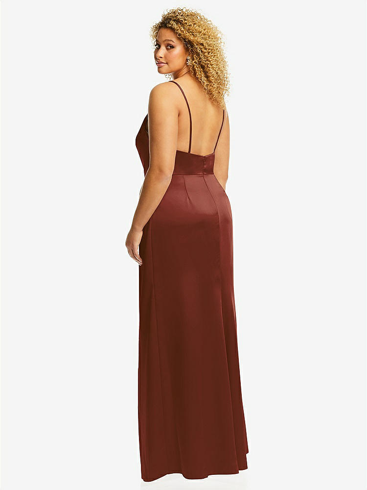 【STYLE: 3072】Cowl-Neck Draped Wrap Maxi Dress with Front Slit【COLOR: Auburn Moon】