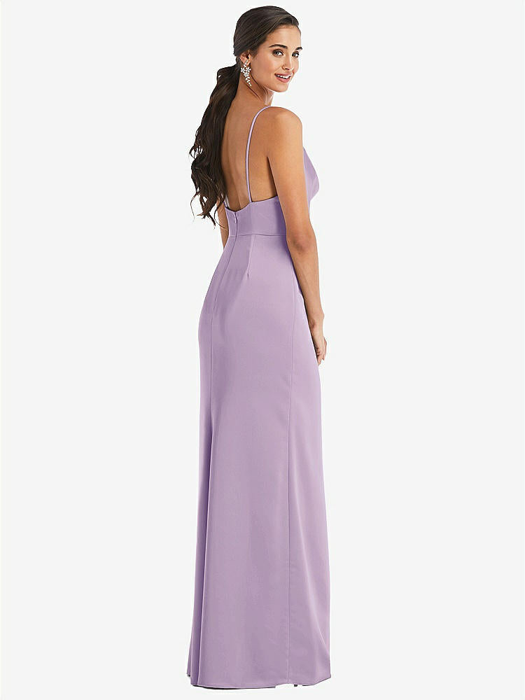 【NEW】【STYLE: 3072】カウルネック ドレープ ラップ マキシ ドレス 前面 スリット【COLOR: Pale Purple】【SIZE: 00-30W】