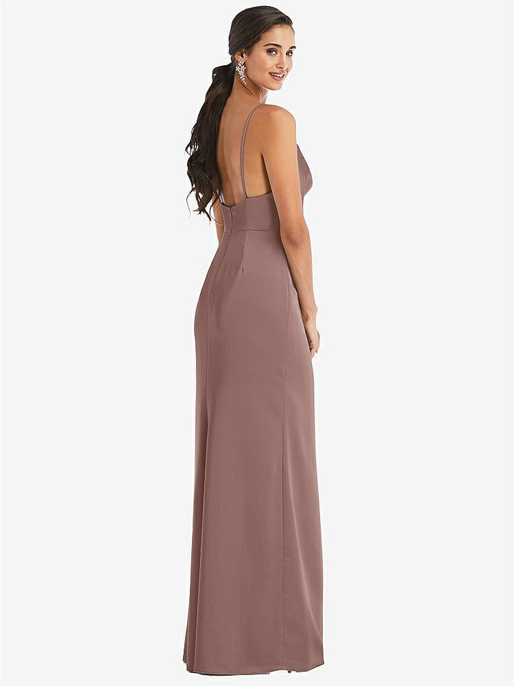 【STYLE: 3072】Cowl-Neck Draped Wrap Maxi Dress with Front Slit【COLOR: Sienna】