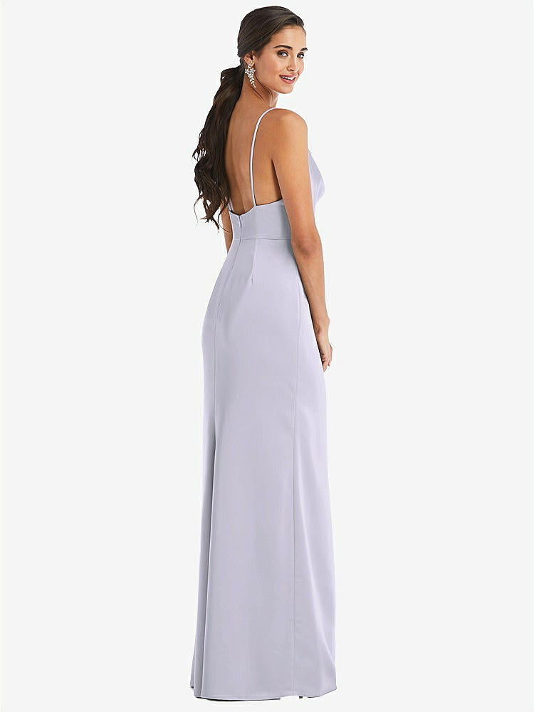 【STYLE: 3072】Cowl-Neck Draped Wrap Maxi Dress with Front Slit【COLOR: Silver Dove】