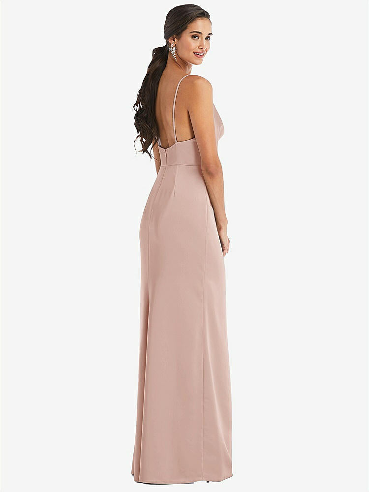 【STYLE: 3072】Cowl-Neck Draped Wrap Maxi Dress with Front Slit【COLOR: Toasted Sugar】