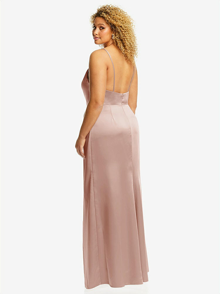 【STYLE: 3072】Cowl-Neck Draped Wrap Maxi Dress with Front Slit【COLOR: Toasted Sugar】