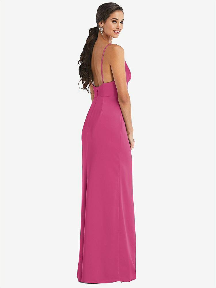 【STYLE: 3072】Cowl-Neck Draped Wrap Maxi Dress with Front Slit【COLOR: Tea Rose】
