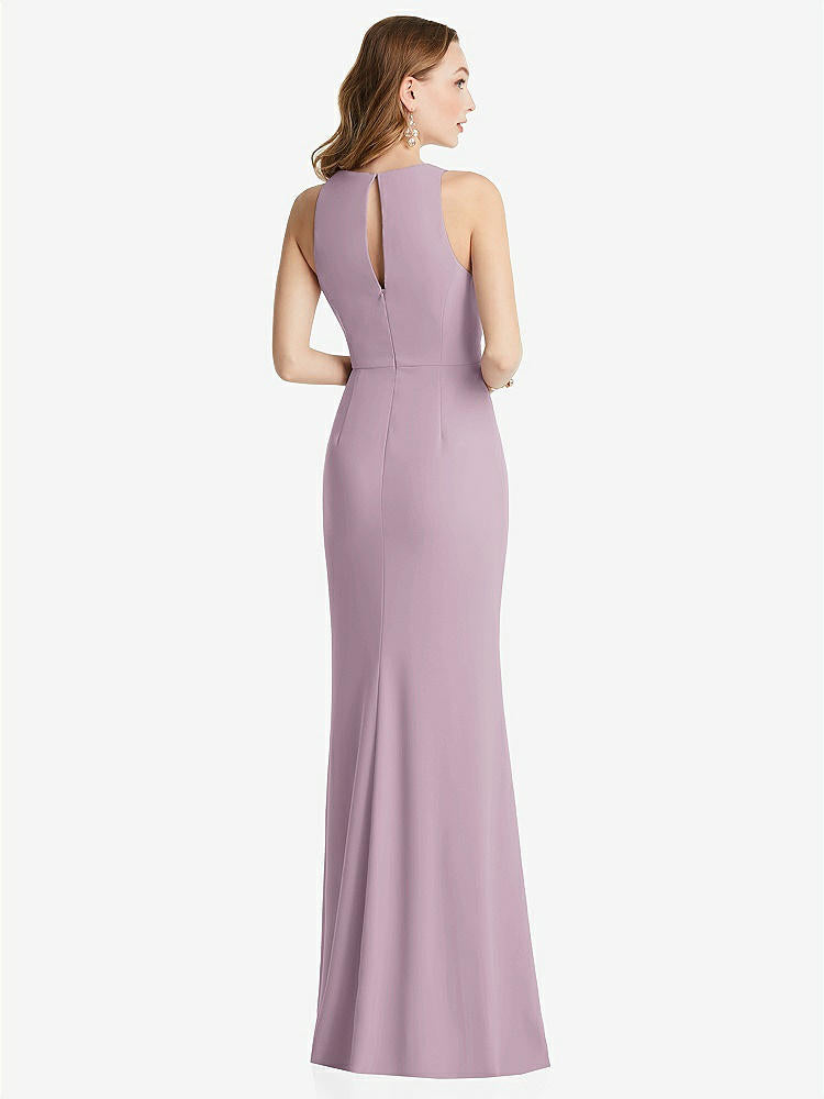 【STYLE: 3081】Halter Maxi Dress with Cascade Ruffle Slit【COLOR: Suede Rose】