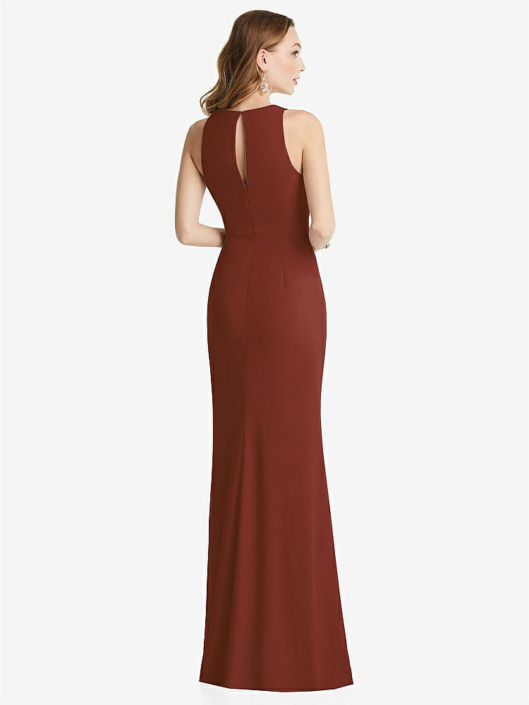 【STYLE: 3081】Halter Maxi Dress with Cascade Ruffle Slit【COLOR: Auburn Moon】