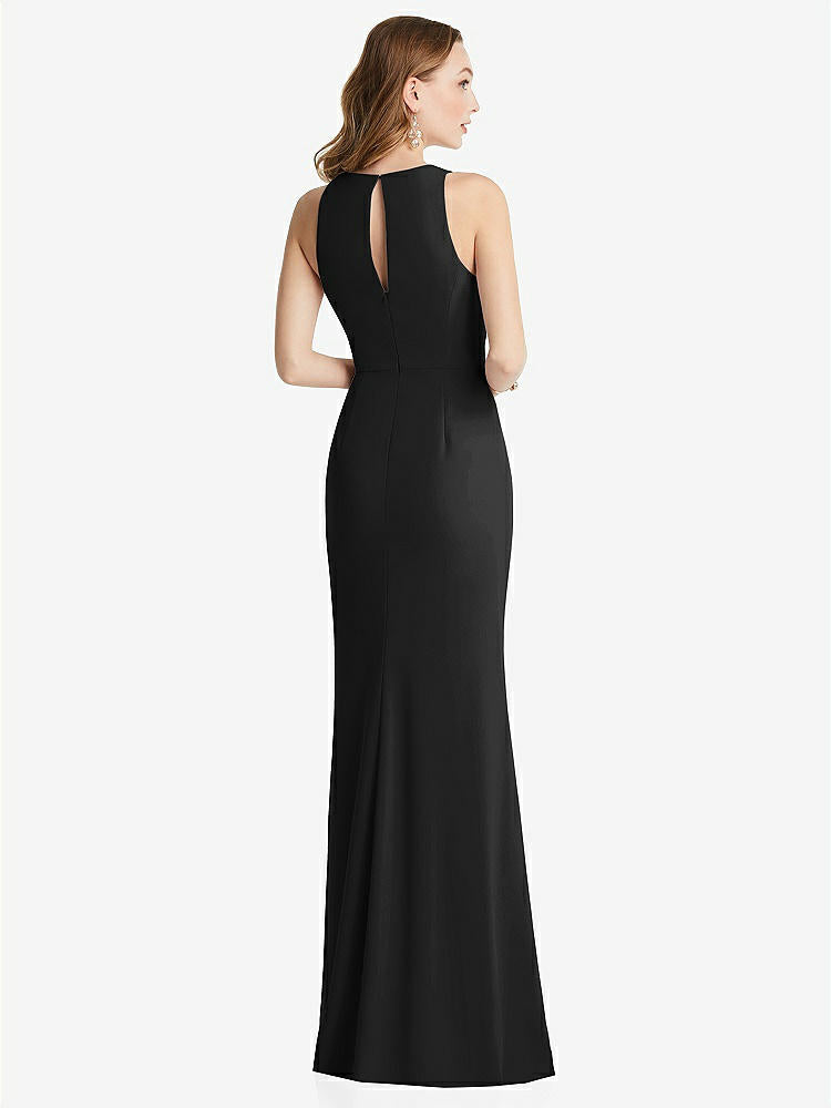 【STYLE: 3081】Halter Maxi Dress with Cascade Ruffle Slit【COLOR: Black】