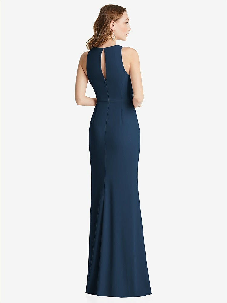【STYLE: 3081】Halter Maxi Dress with Cascade Ruffle Slit【COLOR: Sofia Blue】