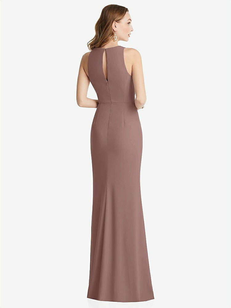 【STYLE: 3081】Halter Maxi Dress with Cascade Ruffle Slit【COLOR: Sienna】