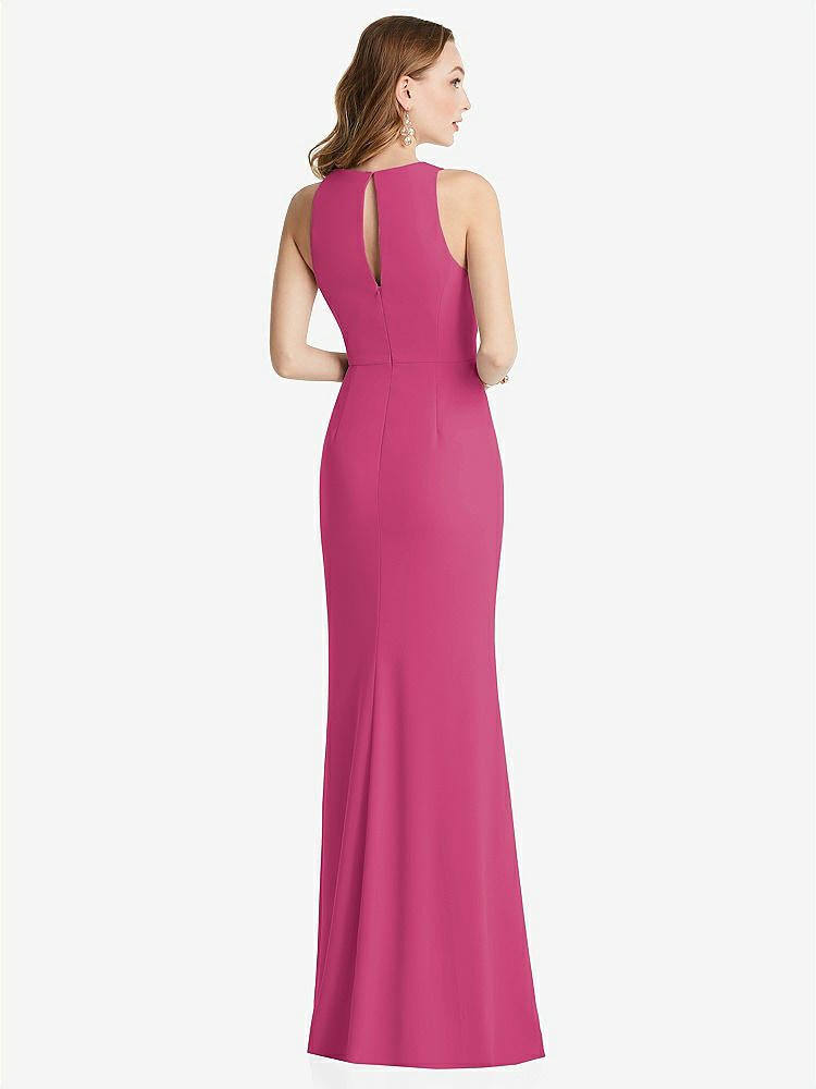 【STYLE: 3081】Halter Maxi Dress with Cascade Ruffle Slit【COLOR: Tea Rose】