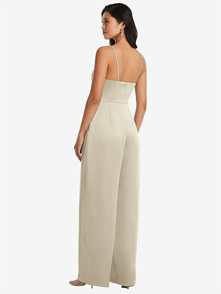 【STYLE: 3080】Cowl-Neck Spaghetti Strap Maxi Jumpsuit with Pockets【COLOR: Champagne】