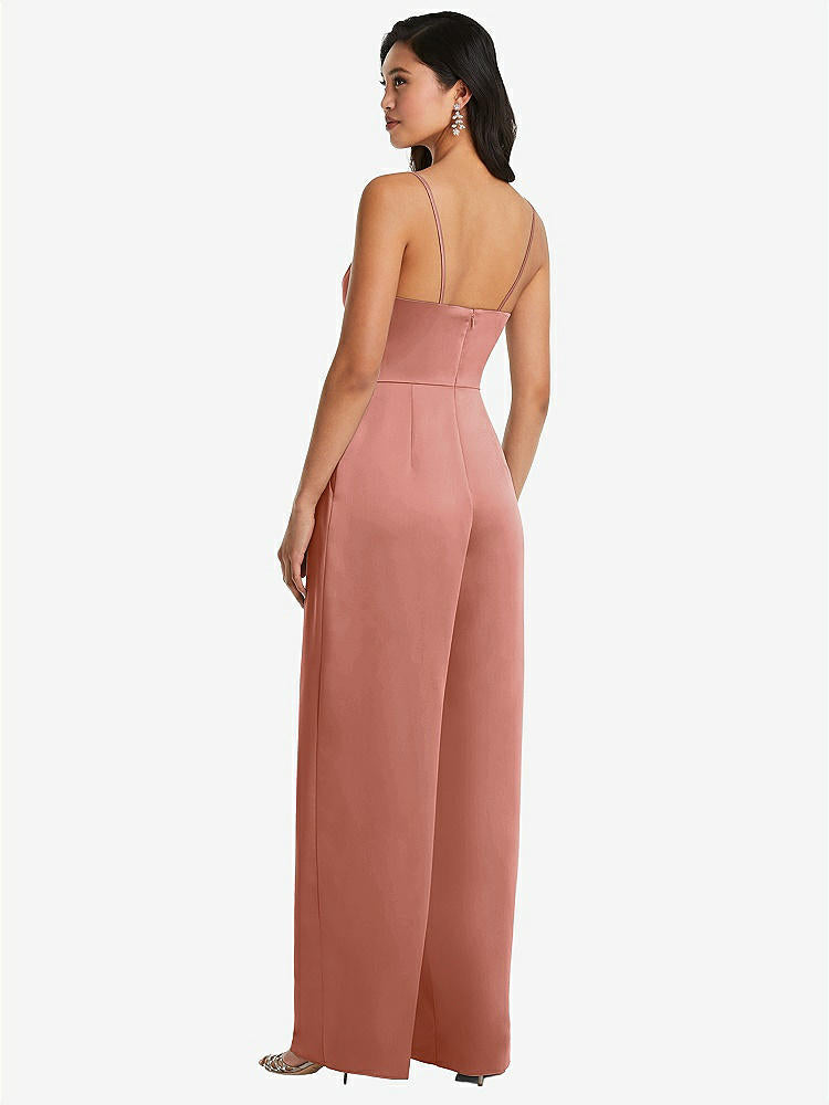 【STYLE: 3080】Cowl-Neck Spaghetti Strap Maxi Jumpsuit with Pockets【COLOR: Desert Rose】