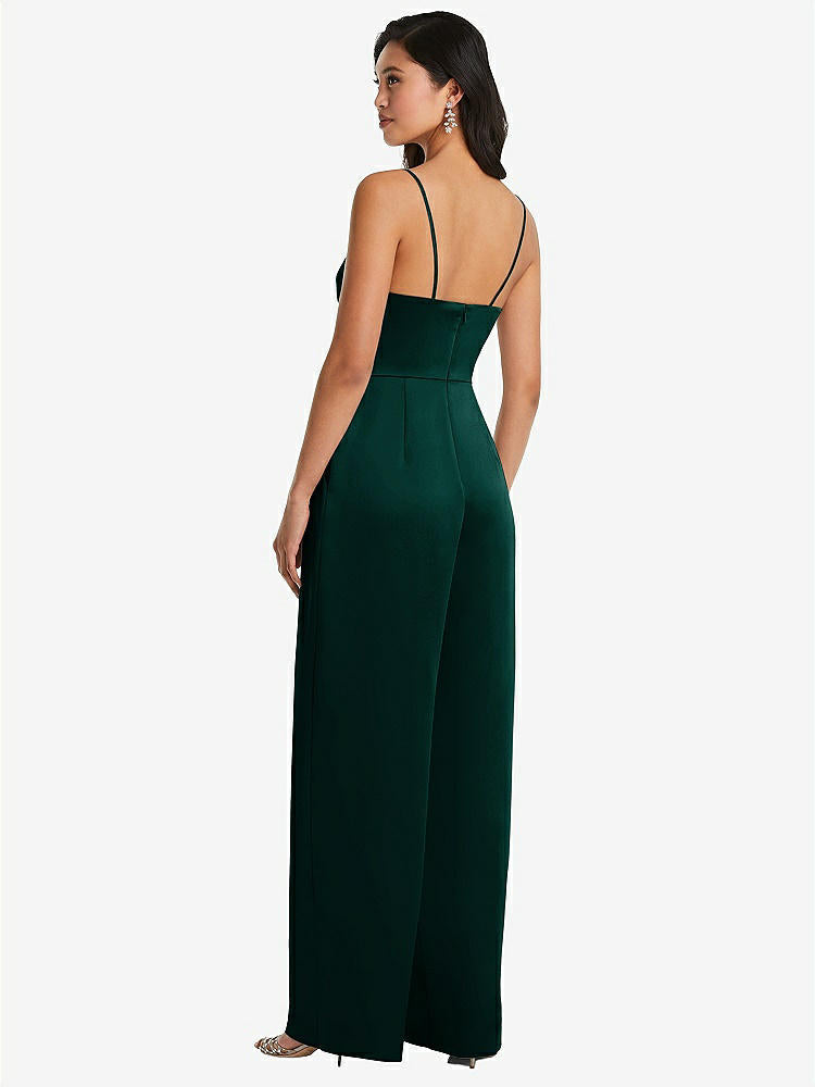 【STYLE: 3080】Cowl-Neck Spaghetti Strap Maxi Jumpsuit with Pockets【COLOR: Evergreen】