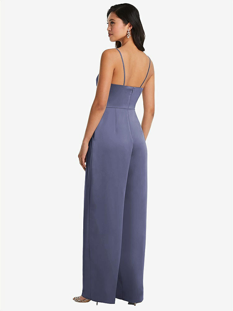 【STYLE: 3080】Cowl-Neck Spaghetti Strap Maxi Jumpsuit with Pockets【COLOR: French Blue】