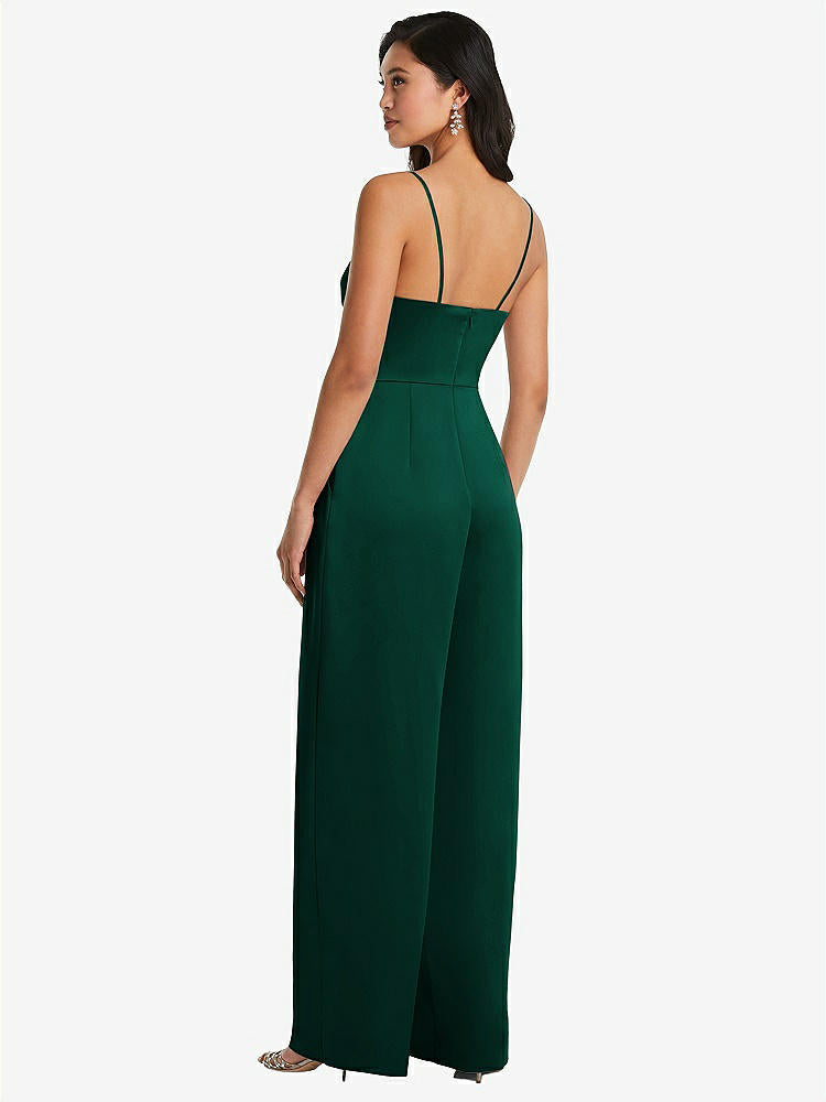 【STYLE: 3080】Cowl-Neck Spaghetti Strap Maxi Jumpsuit with Pockets【COLOR: Hunter Green】