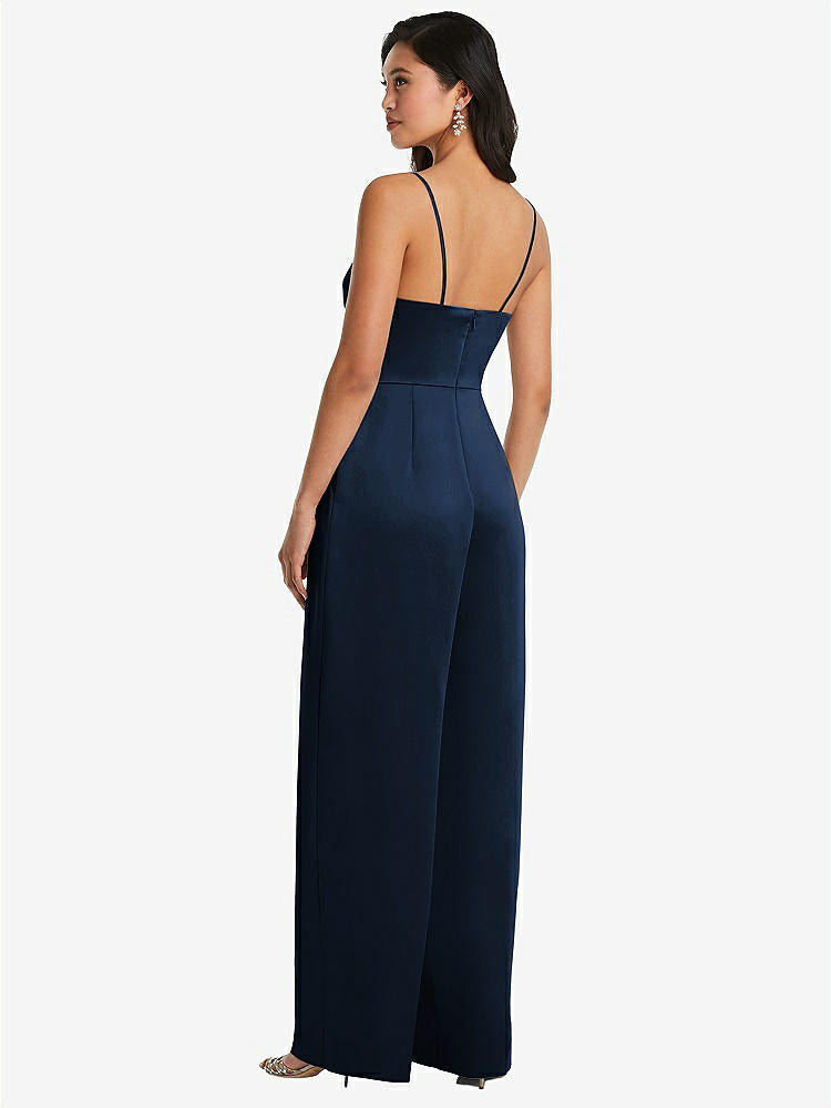 【STYLE: 3080】Cowl-Neck Spaghetti Strap Maxi Jumpsuit with Pockets【COLOR: Midnight Navy】